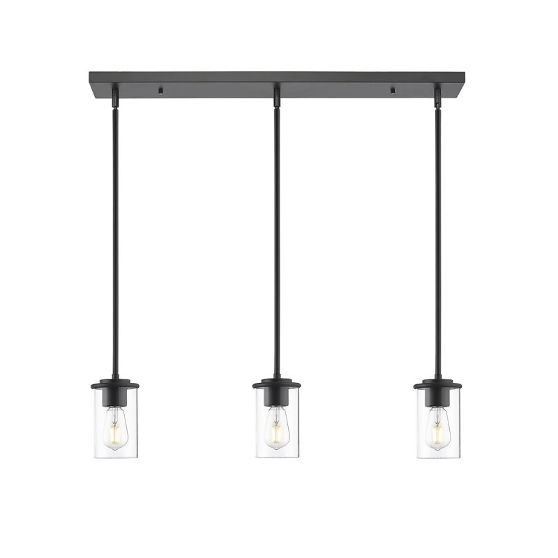 Luminaire suspendu pour îlot de cuisine 3 lumières Sunnah, Noir mat