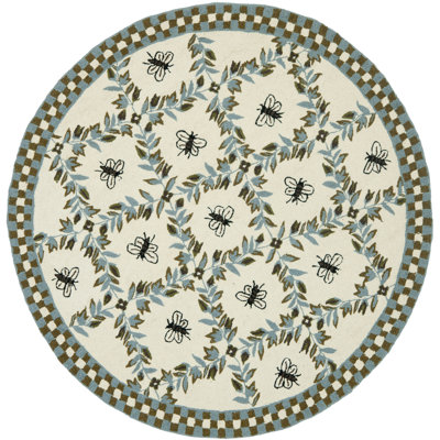 Hollander Floral Handmade Tufted Wool Ivory Area Rug