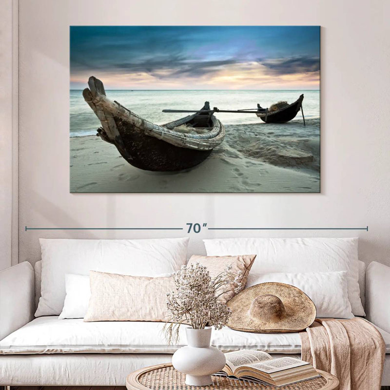 Vieux bateaux de pêche Mehar, H 34 po x l 51 po