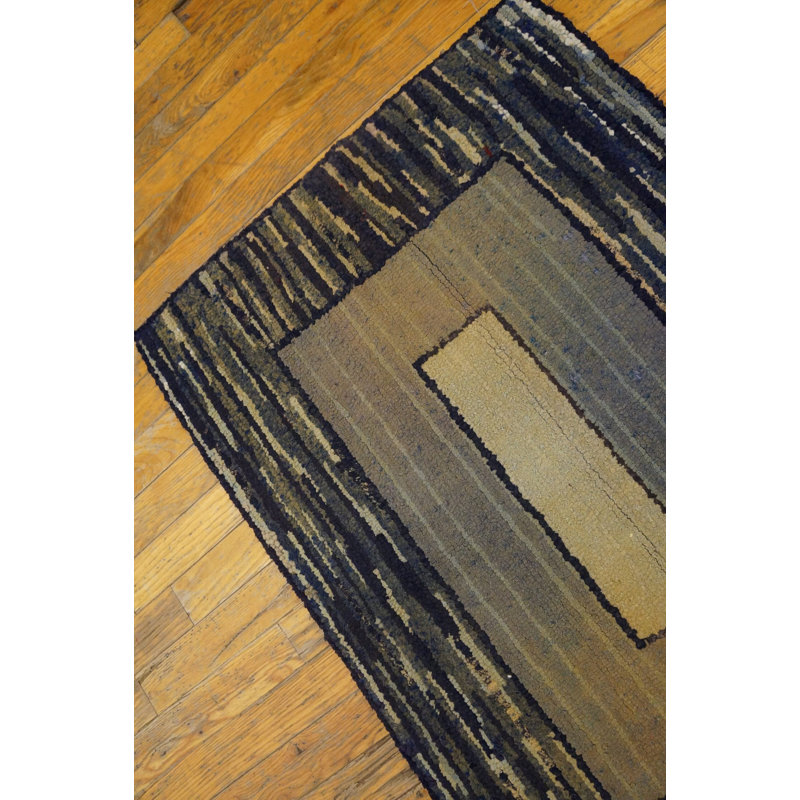 Wool Geometric Area Rug in Gray
