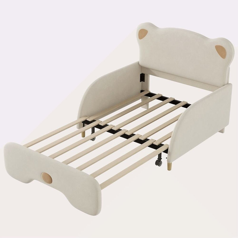 Canapé-lit simple tapissier extensible de taille XL, tête de lit en forme d'ours