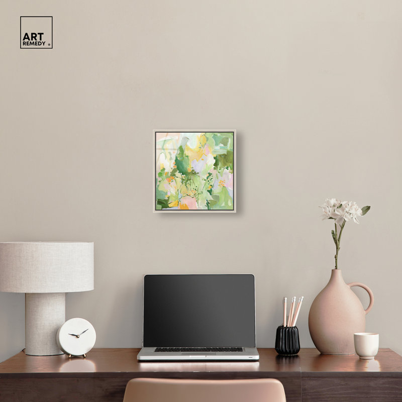 Jardin intérieur II - Reproduction acrylique encadrée d'Ira Comleva, motif sauge, par Art Remedy, cadre argenté, 30,5 x 30,5 cm