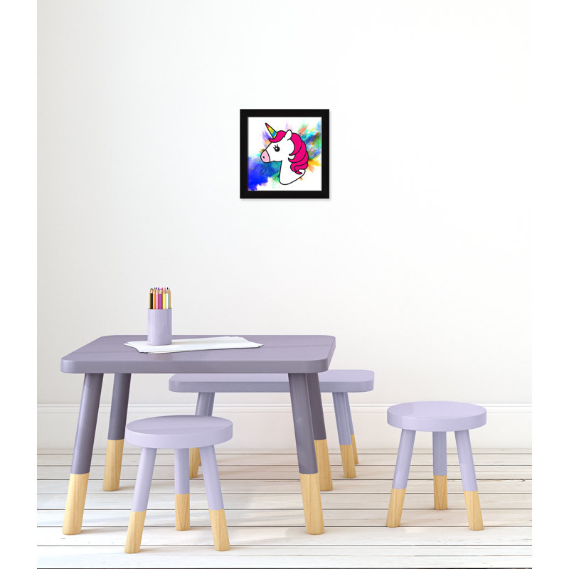Art sur toile licorne arc-en-ciel, H 12 po x l 12 po x P 0,6 po, Encadré plat noir