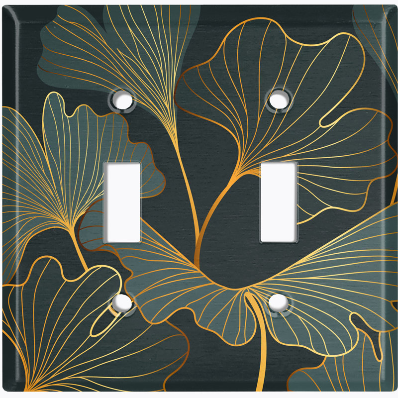 Green Lily Plant Leaves Paint Print 2 - Gang Toggle Light Switch Standard Wall Plate