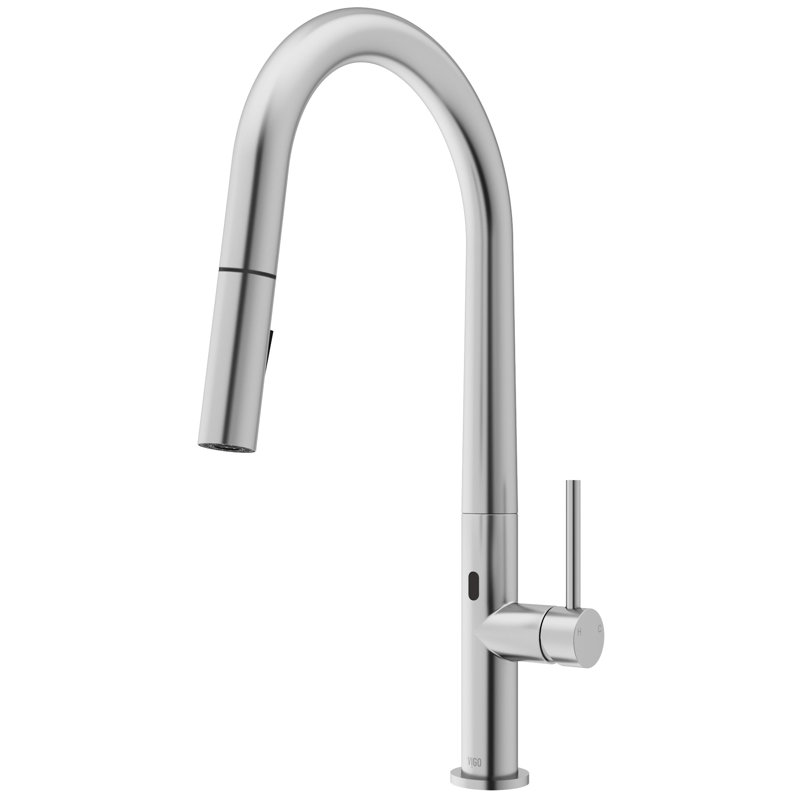 Robinet de cuisine sans contact avec douchette extractible 2 fonctions H 18 "Greenwich, Acier inoxydable