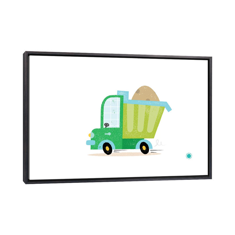 Dumper Truck - impression d'art graphique, H 40 po x l 60 po x 1,5 po, Pas de tapis, Toile avec cadre noir patiné