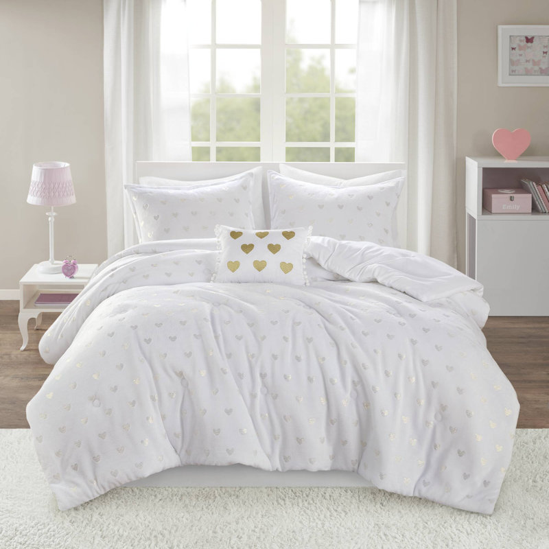 Ensembles de literie doux, Édredon simple TG + 3 pièces supplémentaires, Blanc