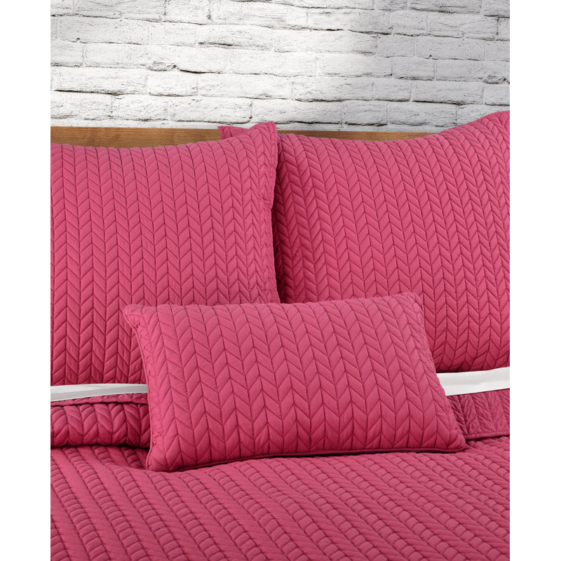 Cabo Quilted Decorative Throw Pillow, Rectangular, Fuchsia