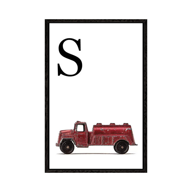 S Water Truck White Letter 1 Piece Wall Art on Canvas, 101.6 cm H x 66.04 cm W, Black Framed