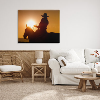 «Stupell Industries Cowboy at Sunset Silhouette», art mural sur toile par Lisa Dearing