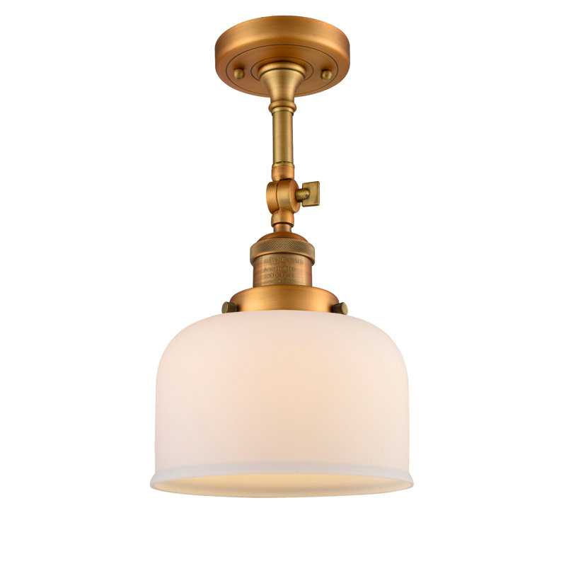 Applique murale 1 lumière 8 po Bell, Ampoule à DEL rétro de 6 watts, Boîtier blanc mat, Laiton brossé