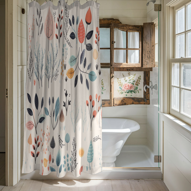 Subtle Blooms - Premium Shower Curtain, 74" H x 71" W