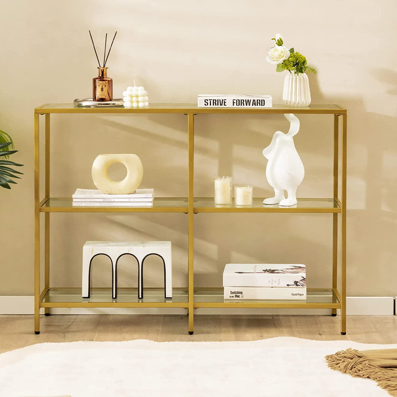 Meayki Glass Top Console Table, 73cm H x 100cm W x 30cm D