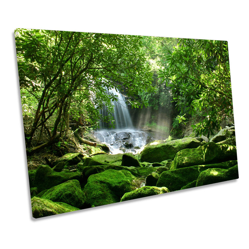 Rain Forest Waterfall Sunrise - Wrapped Canvas Art Prints, 81.3cm H x 121.9cm W