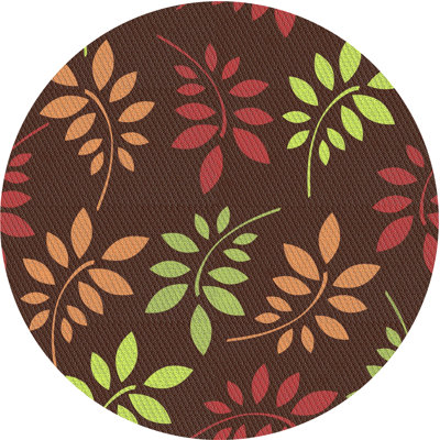 Laine tissée à la machine florale et polyester brun/vert/rouge Tapis décoratif