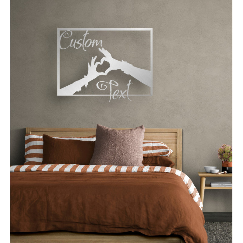 «Love Hands», art mural personnalisé en métal, décor moderne avec votre texte spécial pour le meilleur cadeau chéri, Oui