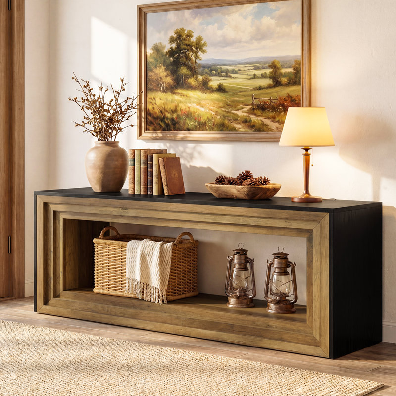 Meuble télé 63 po pour téléviseur de 75 po, console de divertissement avec tablette de rangement pour salon, chambre à coucher
