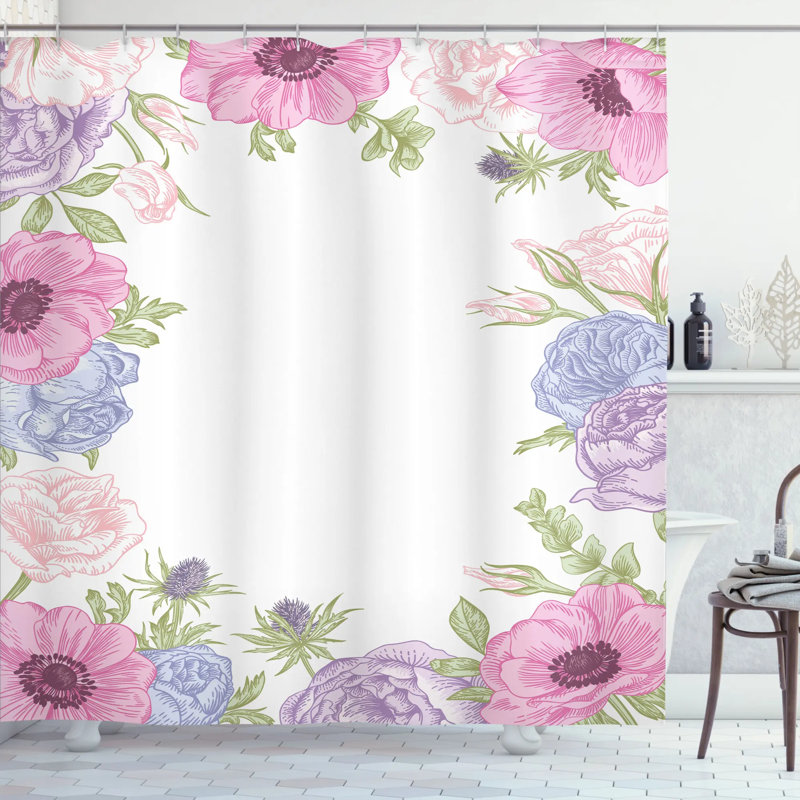Shower Curtain with Hooks Included, 69" H x 105" W