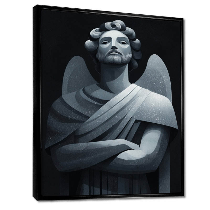 Monochrone Portrait de dieu III, Noir, Reproduction avec cadre flottant, H 20 po x l 12 po