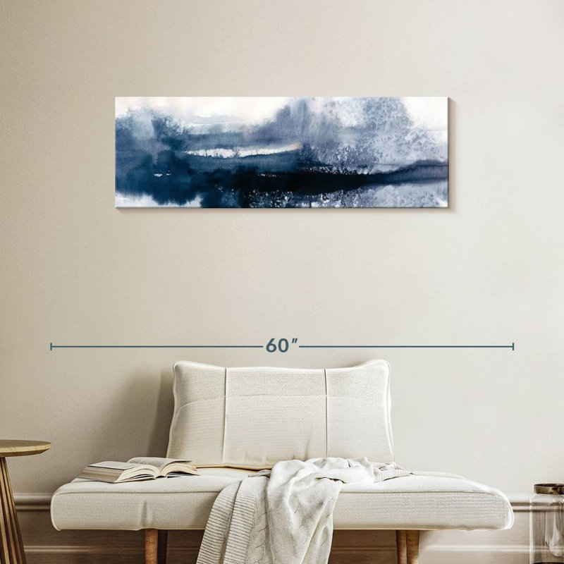 Indigo Tides - Wrapped Canvas Print, 14" H x 42" W x 1.25" D
