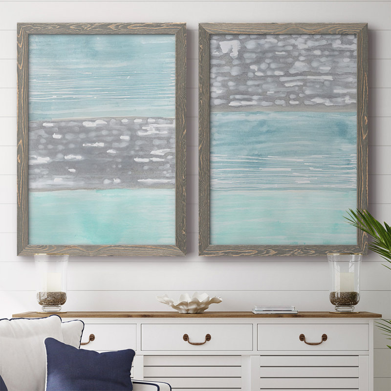 Hydrusphere I - 2 pièces encadrées sur toile, H 27,5 po x l 75 po x P 1,5 po, Gris