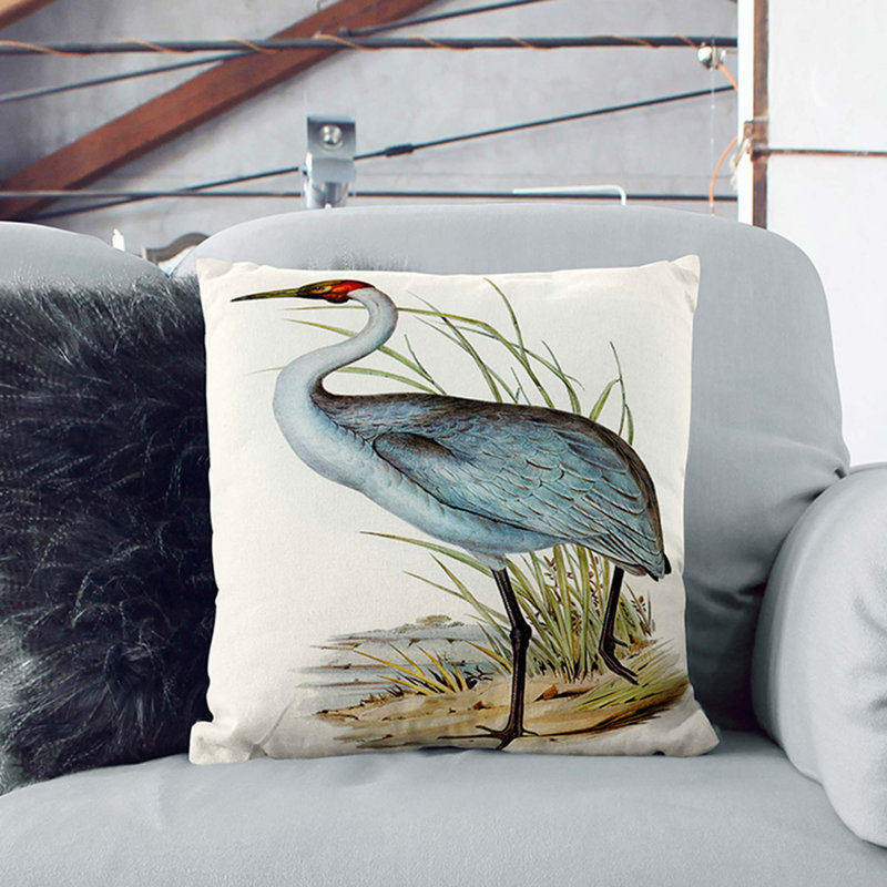 Australian Crane Square Throw Cushion, 40 x 40 cm, White