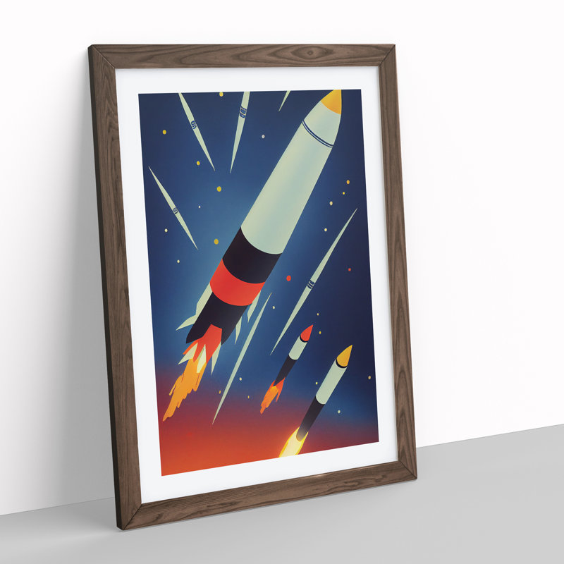 The Unbeatable Spaceship Rocket - Framed Print, Walnut, 34cm H x 25cm W x 2cm D