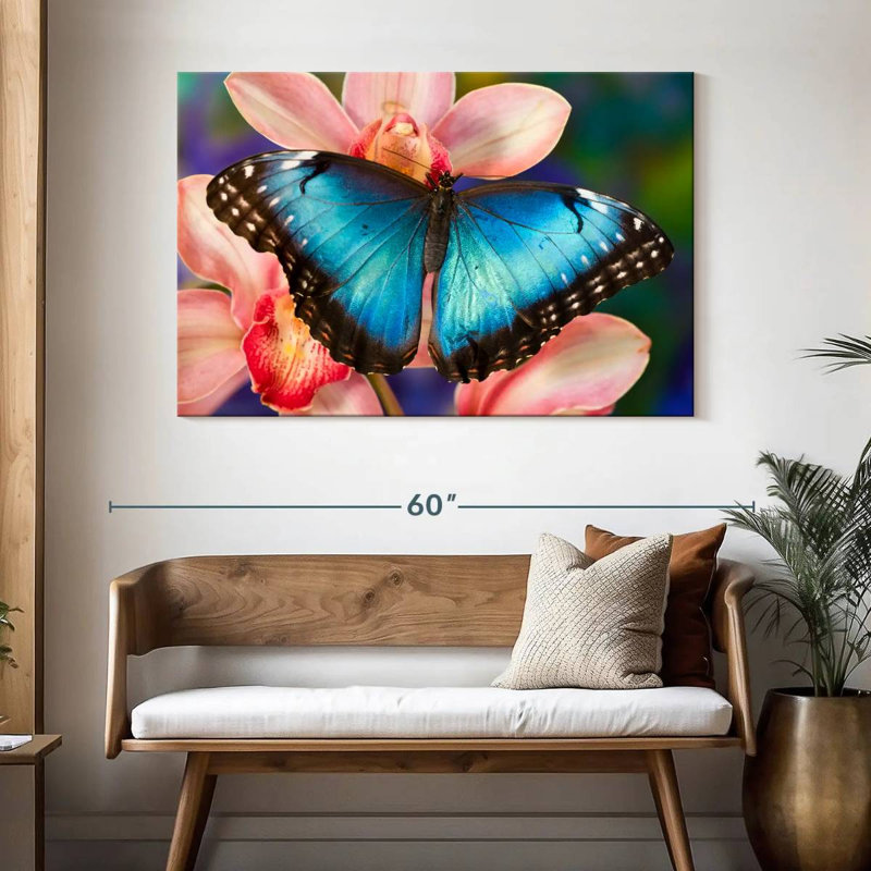 Brampt Butterfly On Orchids, 32" H x 48" W