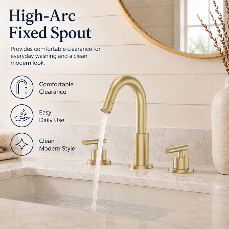 Widespread Double Handle Bathroom Faucet, Brushed Gold