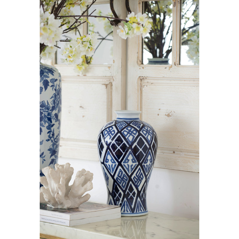 D7,8X12,8, vase Valora bleu et blanc