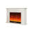 Beige Solid Wood Electric Fireplace-874990154