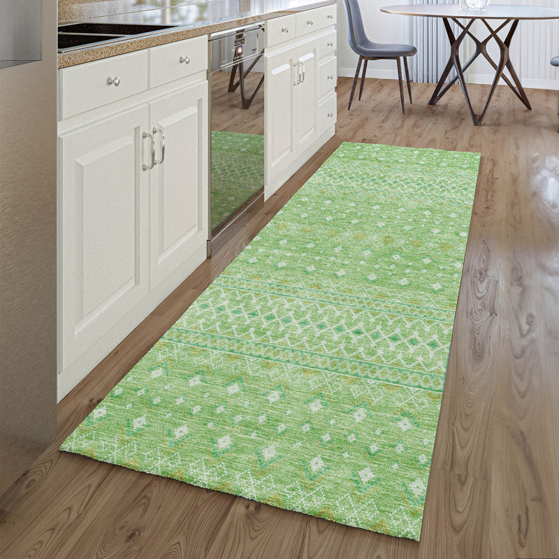 Premium Machine Washable Prisco Aloe Rug, Runner 2'3" x 7'6"