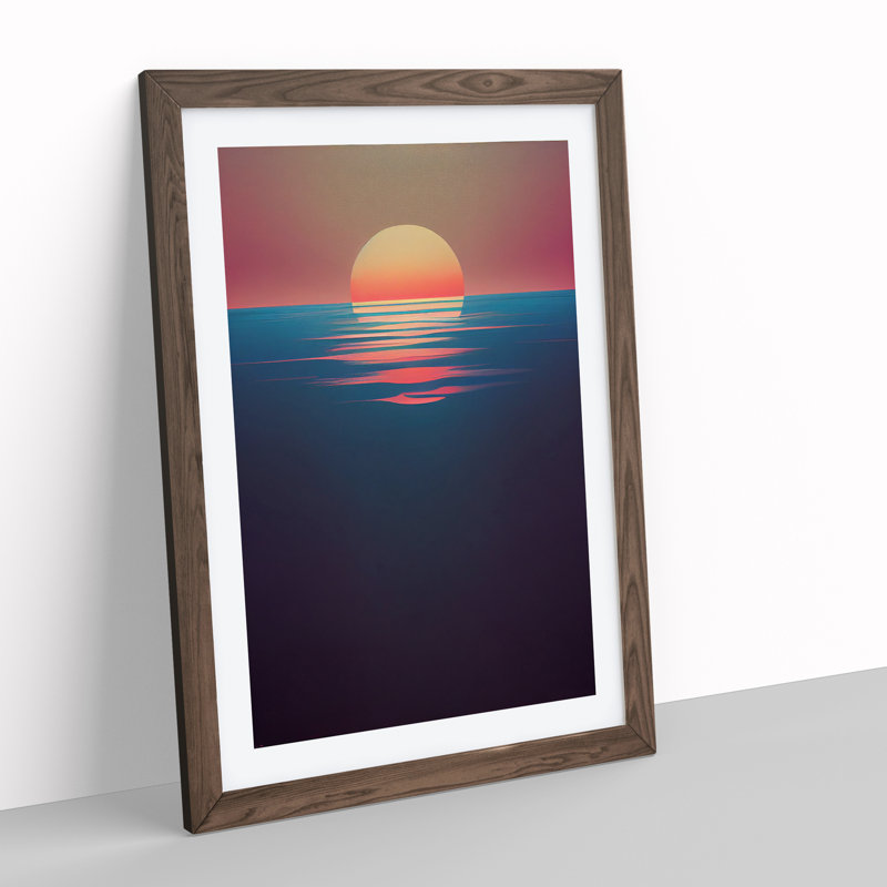 Beguiling Sunset View - Single Picture Frame Print, 64cm H x 46cm W x 2cm D, Walnut
