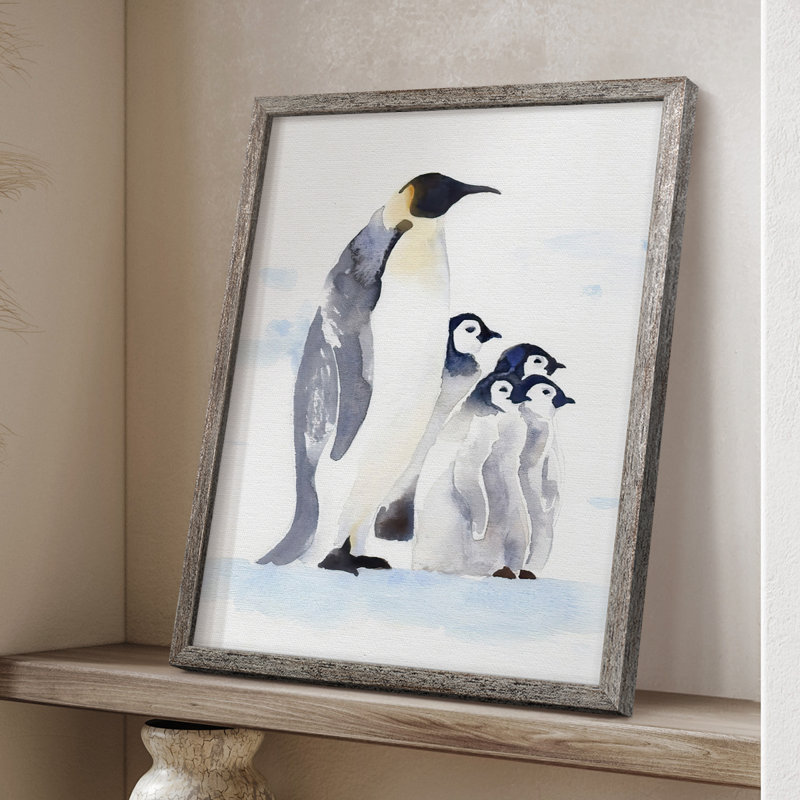 «Emperor Penguins I», reproduction encadrée - bois massif, H 11 po x l 9 po