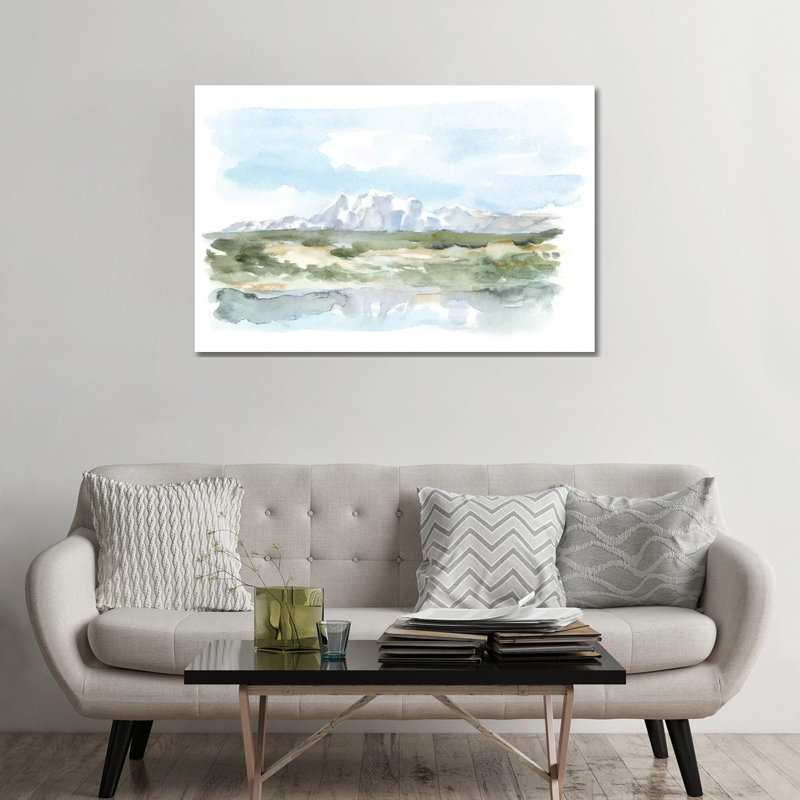Reproduction d’art « Mountain Watercolor II » par Ethan Harper, Pas de tapis, Toile tendue, H 32 po x l 48 po x 1,5 po