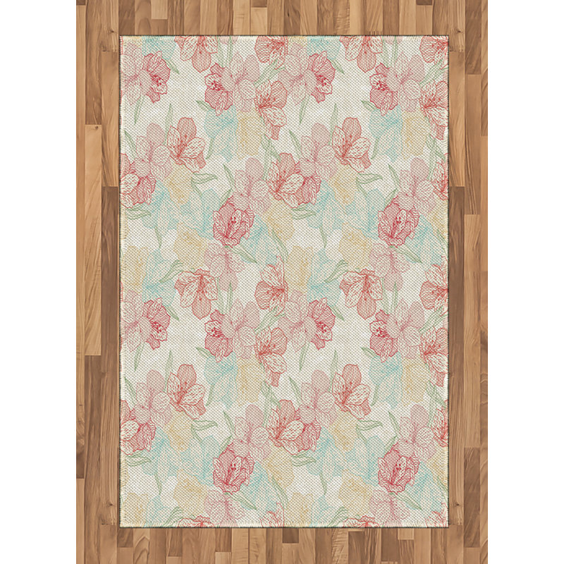 Floral High Density Long Fiber Poly Threads Decorative Area Rug Carpet, Rectangle 4' x 5'8"