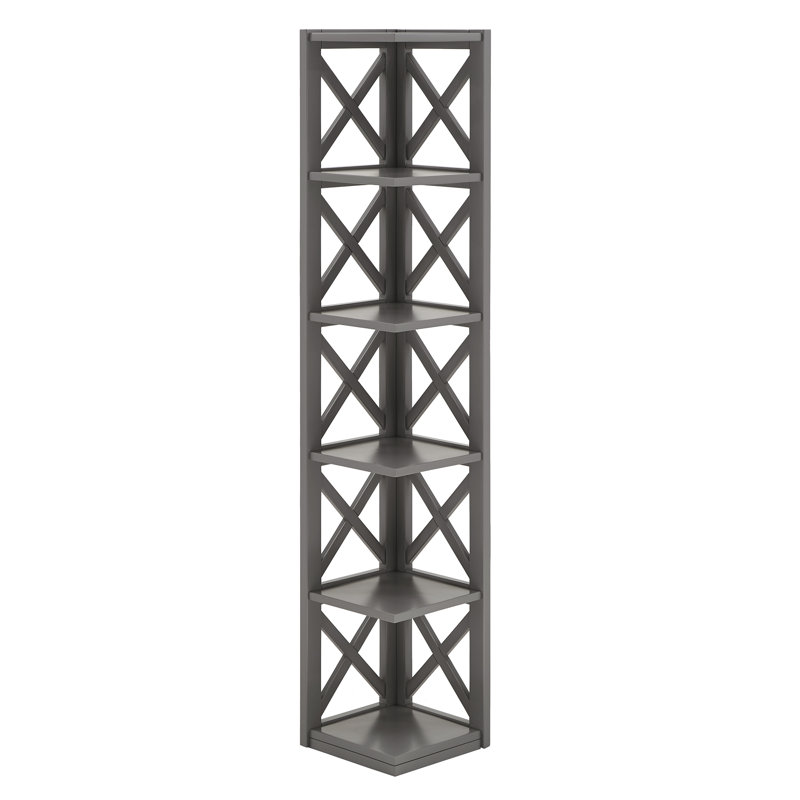 Safuad Corner Bookcase, Gray