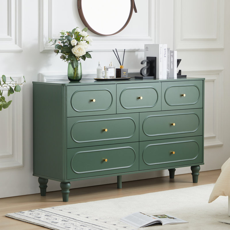 55.12'' W 7 - Drawer Dresser, Green