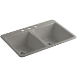 Deerfield 33" L x 22" W Double Basin Drop-In Kitchen Sink with Accessories