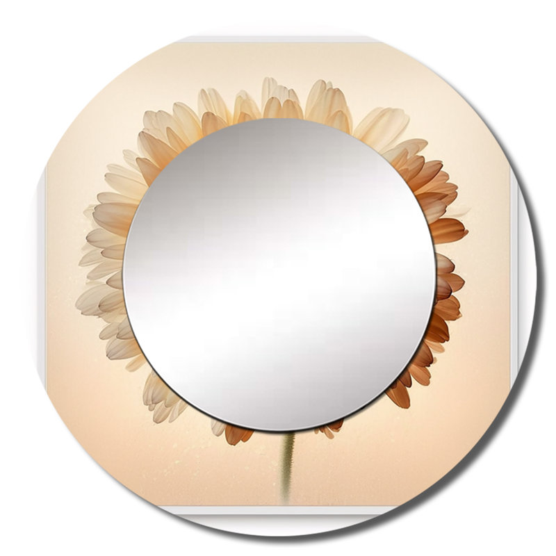 Shoichi orange Gerbera Flower V - miroir décoratif Gerbera, miroir mural rond orange, impression d'art en métal