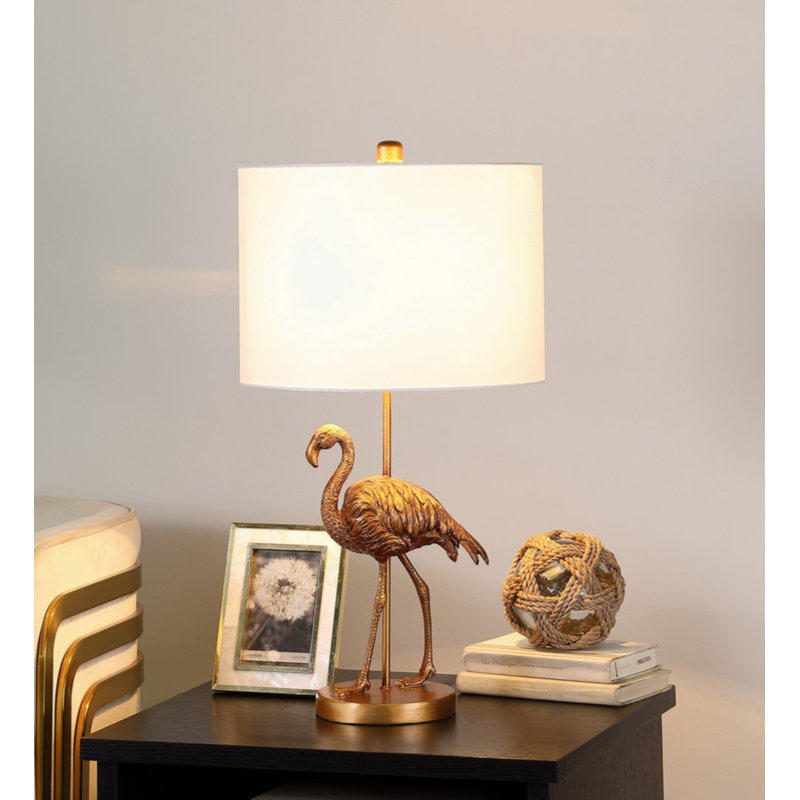 26" Matte Gold Flamingo Resin Table Lamp