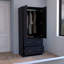 Armoire avec portes doubles, 2 tiroirs et tringle de suspension noire-910529985