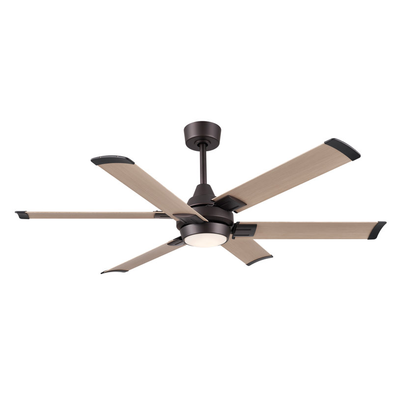 Soarin 56" 5CCT LED Smart Ceiling Fan, White Oak, Bronze