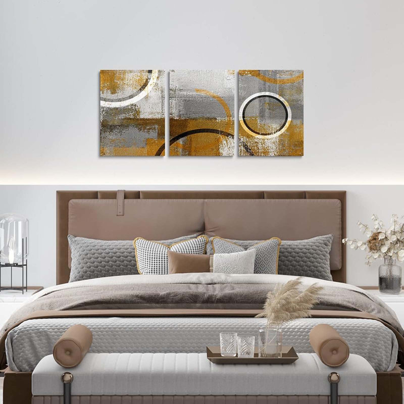 3 Piece Wrapped Canvas Wall Art, Yellow