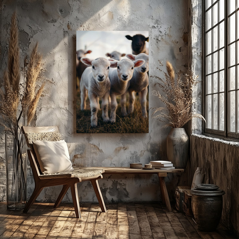 Reproduction d'art sur toile, "Gros plan sur plusieurs adorables agneaux", H 12 po x l 9 po