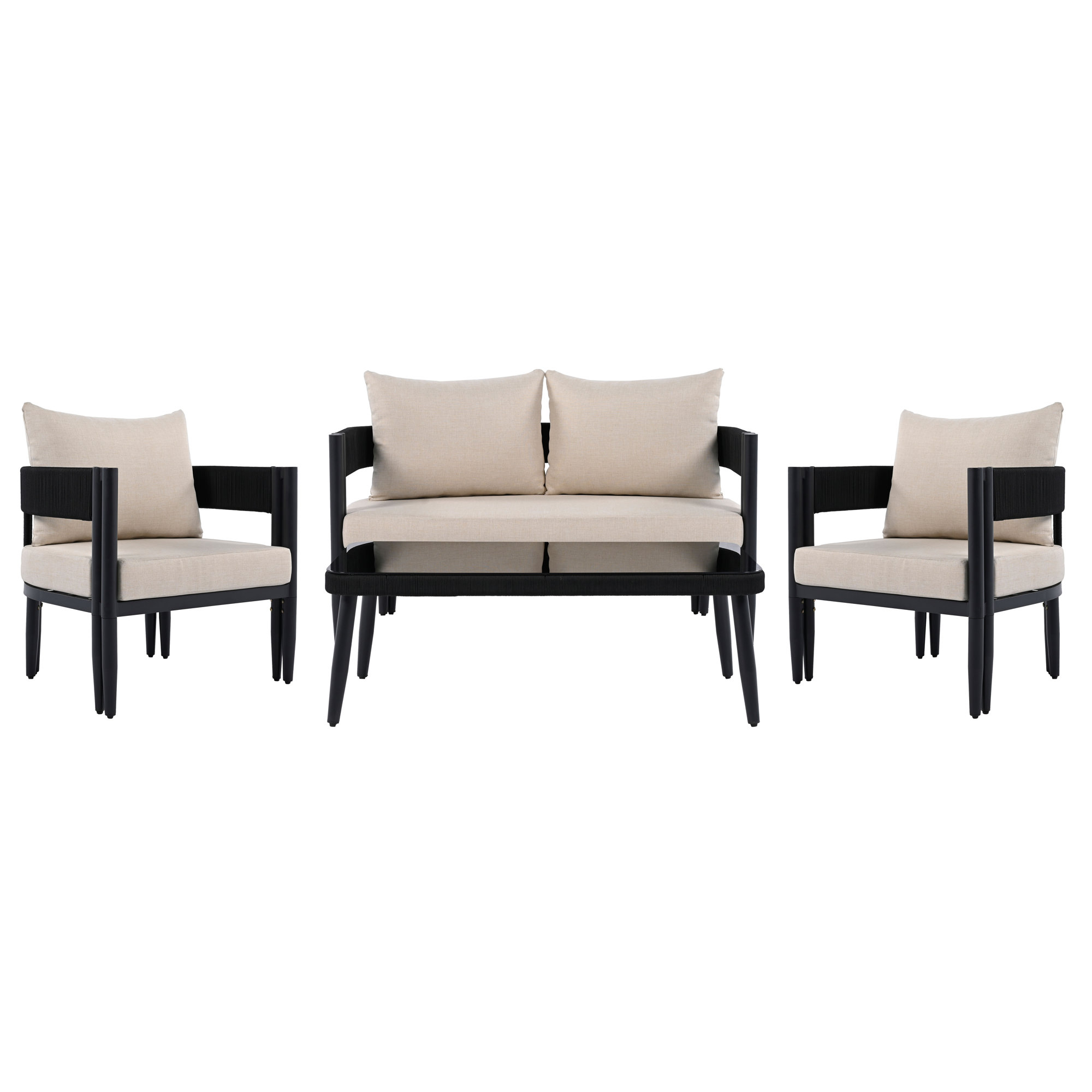 Viola 4 Piece Conversation Set, Taupe