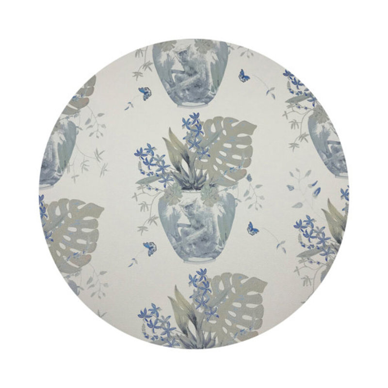 Monkey Small Jungle Vegan Leather Round Coasters, Powder