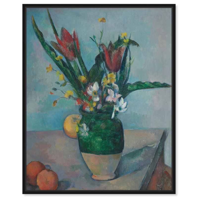 Vase tulipes par Art Remedy, Noir, H 21 po x l 17 po, Cadre flottant