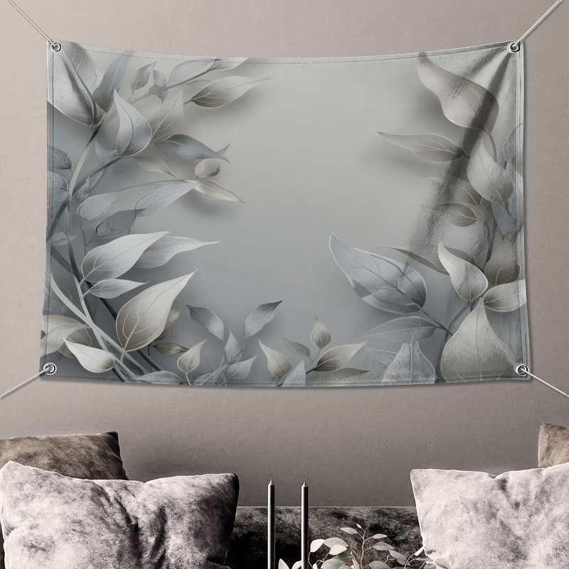 Tapisserie murale «Silver Leaf», 68in H x80in W with 4 Grommets