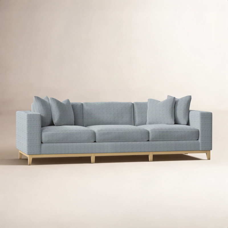 Noel Upholstered 100'' Sofa, Dark Gray Chenille 5533-011, Antique Gold